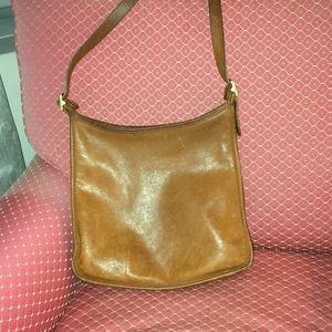 Brown leather coach bag